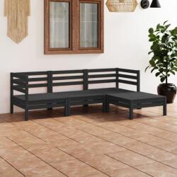 vidaXL Set mobilier de grădină, 4 piese, negru, lemn masiv de pin (3082671) - comfy