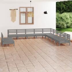 vidaXL Set mobilier de grădină, 11 piese, gri, lemn masiv de pin (3083146) - comfy