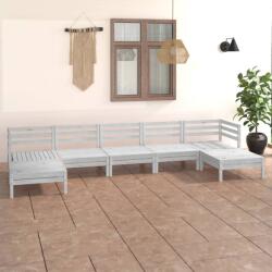 vidaXL Set mobilier de grădină, 7 piese, alb, lemn masiv de pin (3083345) - comfy