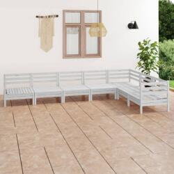 vidaXL Set mobilier de grădină, 7 piese, alb, lemn masiv de pin (3083015) - comfy