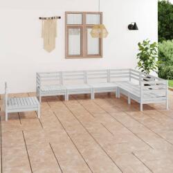 vidaXL Set mobilier de grădină, 7 piese, alb, lemn masiv de pin (3083035) - comfy