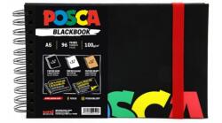 UNI Jegyzetfüzet A/5 UNI POSCA spirálos BlackBook sima 48lap 100gm 16 fekete - 16 fehér - 16 barna lap (2UPCBLACKBOOK)