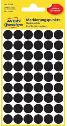 Avery Etikett címke, o12mm, jelölésre, 54 címke/ív, 5 ív/doboz, Avery fekete
