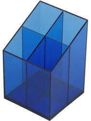 Bluering Írószertartó 4 rekeszes négyszögletű műanyag, Bluering® transzparens kék