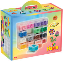 Malte Haaning Plastic A/S Set de 16000 margele Hama midi si raft cu 16 sertare pentru depozitare (Ha6761)