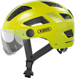 ABUS kerékpáros városi sisak Hyban 2.0 Ace, beépített átlátszó szemüveggel, signal yellow L