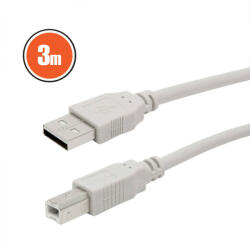 KAU-USB kábel A(M)-B 3m 2.0 nyomtató kábel szürke Delight