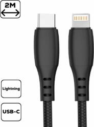 Cellect USB-C apa - Lightning apa Adat és töltő kábel - Fekete (2m) (W2155)