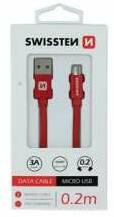 SWISSTEN - Cablu de date și încărcare cu acoperire textilă, USB/micro USB, 0, 2 m roșu (71522106)