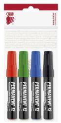 ICO Set de markere cu alcool, 1-4mm, vârf tăiat, Ico 12, 4 culori (9580008001)