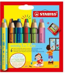 STABILO Set de creioane colorate STABILO "Woody 3 in 1 duo", 6 culori mixte duble (8826-2)