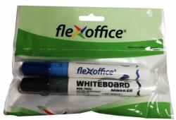 FlexOffice Marker pentru tablă, 2, 5 mm, conic, 2 buc/blister, FLEXOFFICE WB02, albastru, negru (FO-WB02VBL)