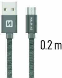 SWISSTEN - Cablu de date și încărcare cu acoperire textilă, USB/USB-C, 0, 2 m gri (71521102)