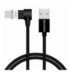 SWISSTEN - Cablu magnetic Arcade pentru date și încărcare USB/micro USB, 1, 2 m negru (71527400)