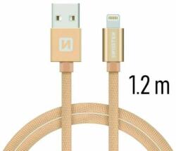 SWISSTEN - Cablu de date și încărcare cu acoperire textilă, USB/fulger, 1, 2 m auriu (71523204)