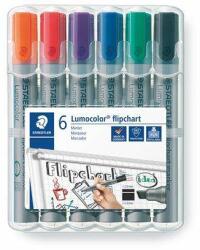 STAEDTLER Set de markere pentru flipchart, 2-5 mm, tăiate, STAEDTLER Lumocolor 356 B, 6 culori diferite (356 B WP6)