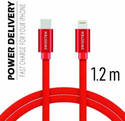 SWISSTEN - Cablu de date și încărcare cu acoperire textilă, USB-C/lightning, Power Delivery, 1, 2 m roșu (71525206)
