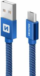 SWISSTEN - Cablu de date și încărcare cu acoperire textilă, USB/micro USB, 0, 2 m albastru (71522108)