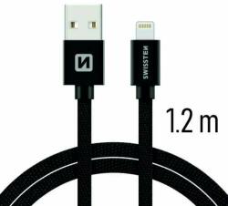 SWISSTEN - Cablu de date și încărcare cu acoperire textilă, USB/fulger, 1, 2 m negru (71523201)