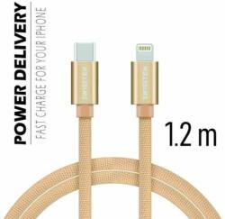 SWISSTEN - Cablu de date și încărcare cu acoperire textilă, USB-C/lightning, Power Delivery, 1, 2 m auriu (71525204)