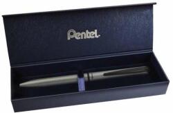 Pentel Pix cu bilă rulantă 0.35mm, corp metalic argintiu mat, Pentel Energel Premium BL2507N-CK, culoare de scris albastru (BL2507N-CK)