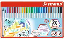 STABILO Set de stilouri cu pensulă, cutie metalică, STABILO "Pen 68 brush", 19 culori diferite (568/25-321)
