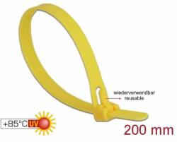 Delock Cravată de cablu reutilizabilă pentru furtun lungime 200 mm, lățime 7, 5 mm, 100 de bucăți galben (18759)