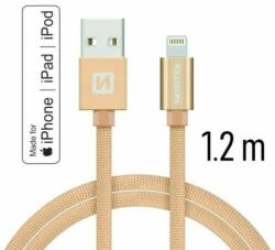 SWISSTEN - Cablu de date și încărcare cu acoperire textilă, USB/lightning MFI, 1, 2 m auriu (71524204)
