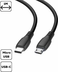 Cellect USB-C apa - Micro USB - apa Adat és töltő kábel - Fekete (1m) (5999112876137)