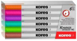Kores Set de markere pentru tablă și flipchart, 1-3 mm conice, KORES "K-Marker", 6 culori diferite - 6 buc/set (22846)