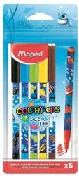 Maped Set de pixuri cu vârf de fetru, 2 mm, lavabile, MAPED "Color`Peps Ocean Life", 6 culori diferite (845700)