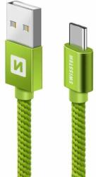 SWISSTEN - Cablu de date și încărcare cu acoperire textilă, USB/USB-C, 0, 2 m verde (71521107)