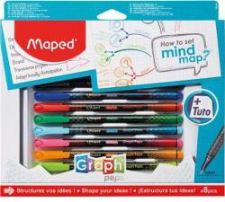 Maped Set de ace de pâslă, 0, 4 mm, MAPED "Graph'Peps - How to Mind Map Box", 8 culori diferite (897553)
