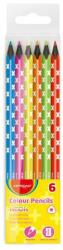 Keyroad Set de creioane colorate triunghiulare cu interior negru Keyroad Neon 6 clf. culoare neon (KR971870)