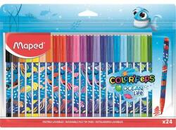 Maped Set de pixuri cu vârf de fetru, 2 mm, lavabile, MAPED "Color`Peps Ocean Life", 24 de culori diferite (845703)