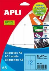 APLI Etichetă APLI, 8x12 mm, colțuri rotunjite, A5 pe suport, APLI, 3375 etichete per pachet (01857)