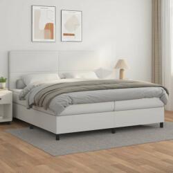 vidaXL fehér műbőr rugós ágy matraccal 200 x 200 cm (3142744) - pepita