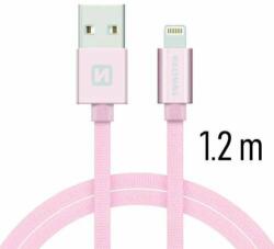 SWISSTEN - Cablu de date și încărcare cu acoperire textilă, USB/fulger, 1, 2 m, auriu roz (71523205)
