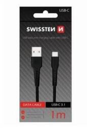SWISSTEN - Cablu de date și încărcare cauciucat, USB/Type-C, 1m negru (71505530)