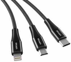 Vipfan X16 3w1 USB-C/Lightning/Micro 3.5A 1.5m cablu USB (czarny) (6971952430587)