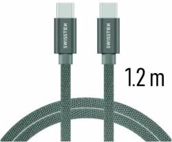 SWISSTEN - Cablu de date și încărcare cu acoperire textilă, USB-C/USB-C 1, 2 m gri (71527202)