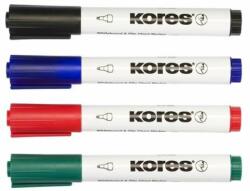 Kores Set de markere pentru tablă și flipchart, 1-3 mm, conic, KORES K-Marker, 4 culori diferite (20843)