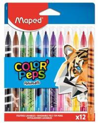 Maped Set de pixuri cu vârf de fetru, 2, 8 mm, lavabile, MAPED Color'Peps Animals, 12 culori diferite (845403)