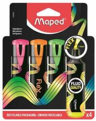 Maped Set de markere, 1-5 mm, MAPED "Fluo Peps Flex", 4 culori diferite (740300)