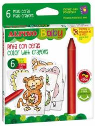 Alpino Baby Maxi Pencils Set de creioane colorate groase de 6 buc. cu cărți jungle, Multicolor (KX6056)