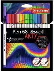 STABILO Set de stilouri cu pensulă, STABILO Pen 68 brush ARTY, 18 culori diferite (568/18-21-20)