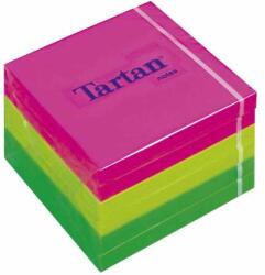 TARTAN Blocnotes autocolant, 76x76 mm, 100 foi, 6 foi/bucata, TARTAN, culori neon mixte (7100296530/7100200707)