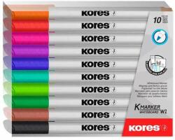 Kores Set de markere pentru tablă și flipchart, 1-3 mm conic, KORES "K-Marker", 10 culori diferite (22841)