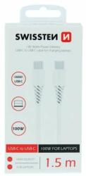 SWISSTEN - Cablu de încărcare, TPE, USB-C/USB-C PowerDelivery 5A (100W), 1, 5 m, alb (71506520)