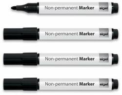 Sigel Marker pentru tablă, 1-3 mm, conic, 4 buc/pachet, SIGEL, negru (MU181)